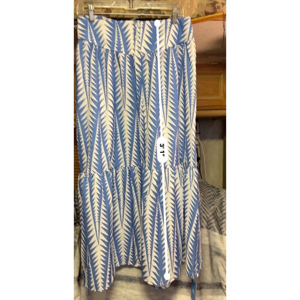 Cupshe Women's Maxi Skirt Size Large Blue and White NWT - Picture 6 of 7